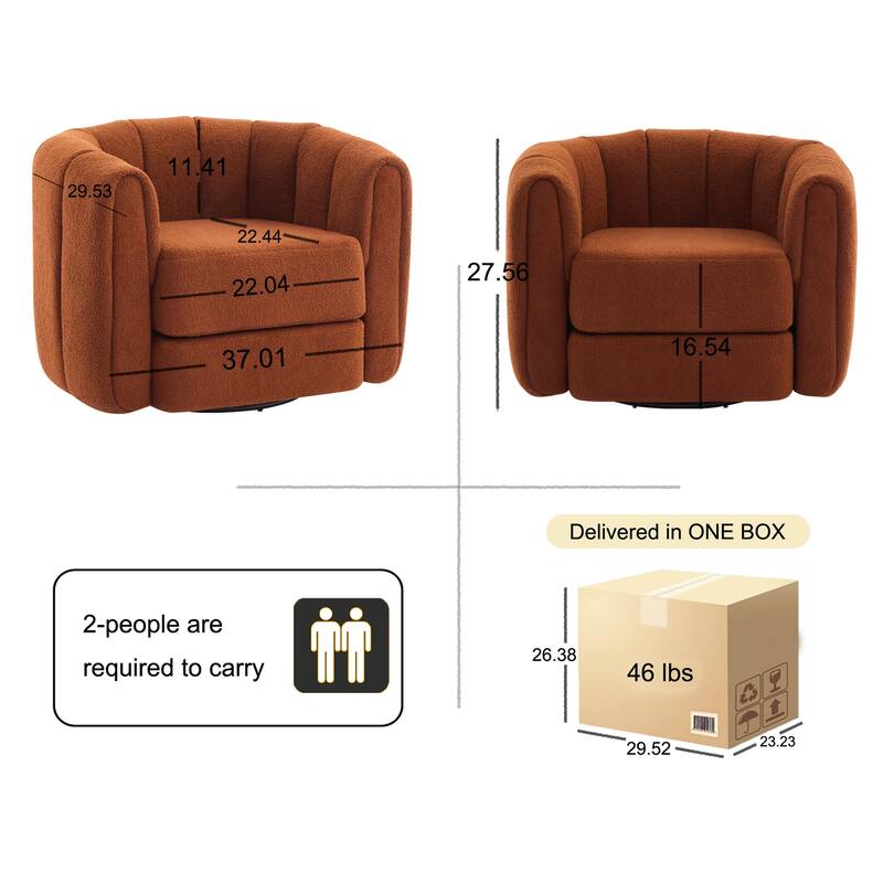 Swivel Accent Barrel Chair, Modern Round Armchairs with Upholstered, Comfy Swivel Accent Chair