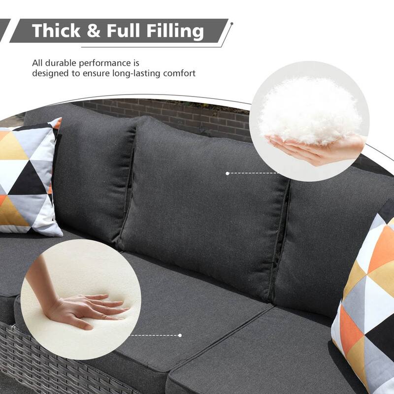 OVIOS 6-piece Patio Wicker Conversation Sofa Set with Swivel Rocking Chairs