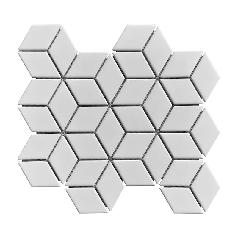 Porcelain Mosaic Tiles - Rhombus Wall and Floor Tiles - Case (20 Sheets)