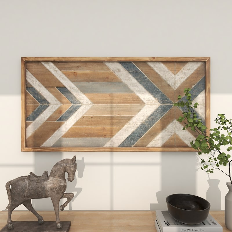 Multi Colored Wooden Handmade Southwestern Geometric Home Wall Decor