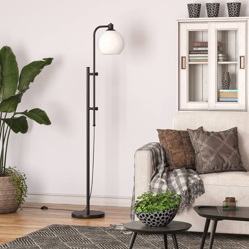 Antho Height Adjustable Floor Lamp with Glass Shade