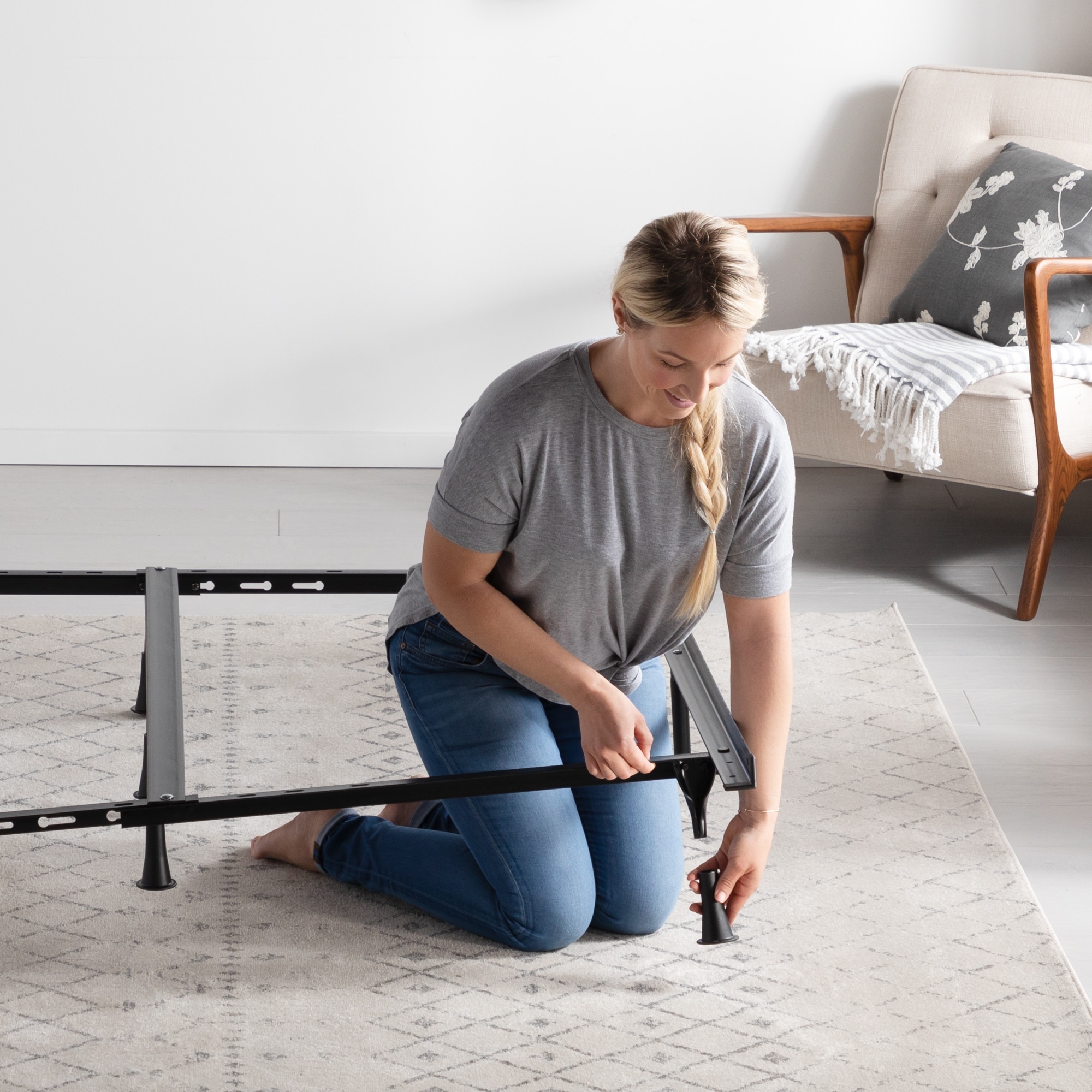 Brookside adjustable metal bed frame with center support deals