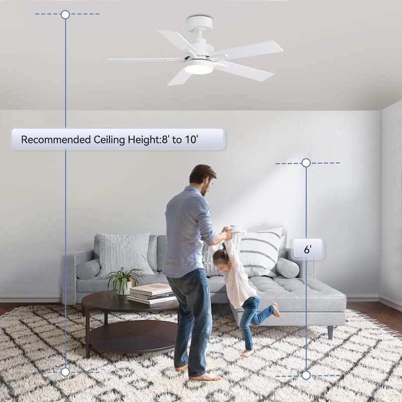 Breezary 52/42-IN LED Ceiling Fan with Light Kit and Remote-5 Blade