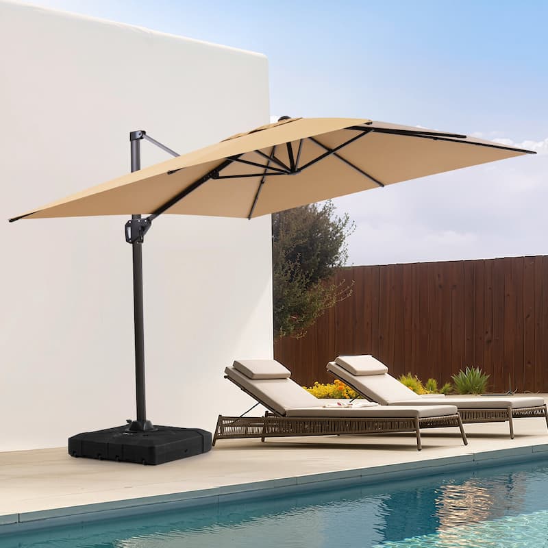 11 x 9 FT Outdoor Patio Offset Cantilever Umbrella with Base