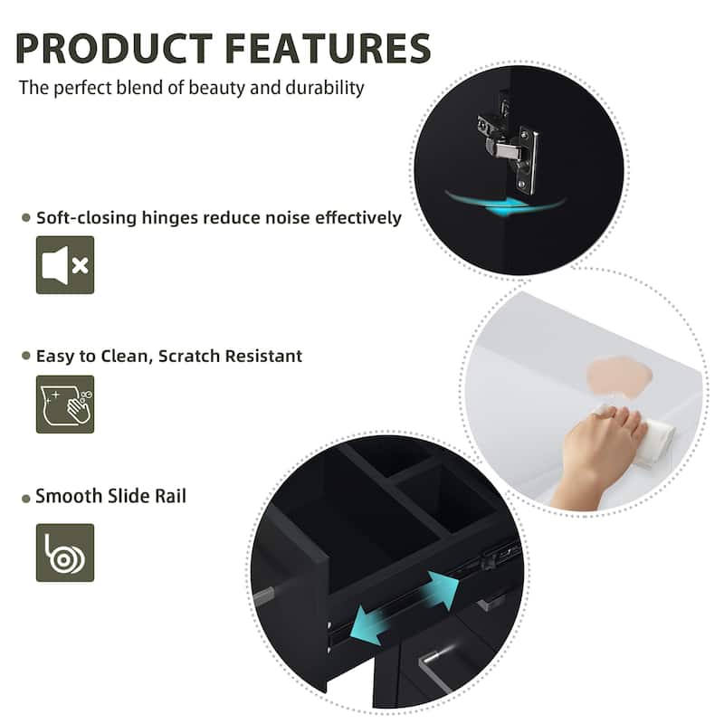 72'' Freestanding Storage Bathroom Vanity with Ceramic Sink (Separate)