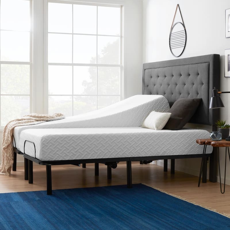 Lucid Comfort Collection 10-inch Gel Memory Foam Mattress and Standard Adjustable Bed Set