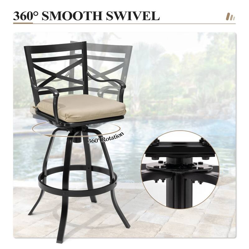 3/5-Piece Set Outdoor Patio Aluminum Sunbrella Swivel Bar Stools and Table