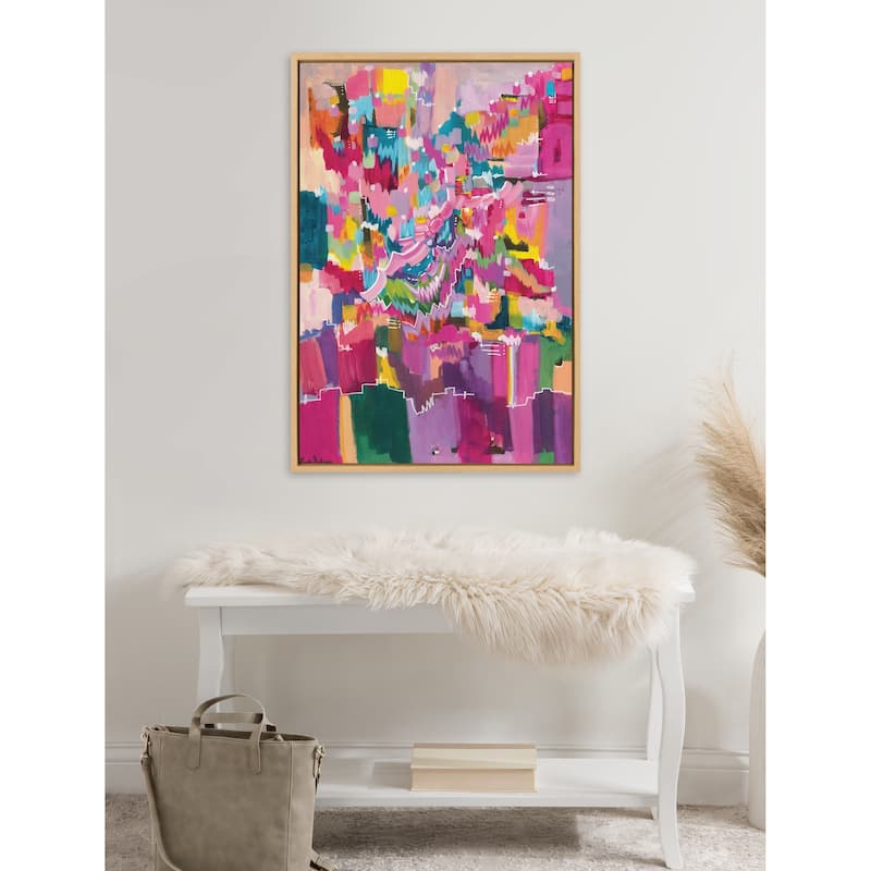 Kate and Laurel Sylvie Springtime Frenzy Framed Canvas by Leah Nadeau