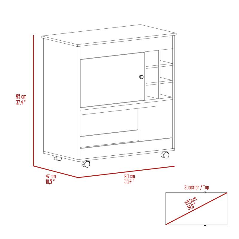Pendleton 1-Shelf 6-Bottle Bar Cart Light Oak and White for Kitchen, Party and Living Room