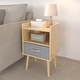 preview thumbnail 6 of 9, Nightstand With Collapsible Fabric Drawer, 2-Tier Storage End Table, Wood Side Table with Storage Cabinet for Bedroom