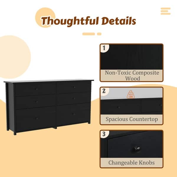 VEIKOUS 6-Drawer Dresser Chest of Drawers Long Storage Dresser,with replaceable knob - Bed Bath & Beyond - 37248150 VEIKOUS 6-Drawer Dresser Chest of Drawers Long Storage Dresser,with replaceable knob - Bed Bath & Beyond - 37248150