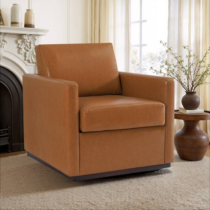 uixe Modern Upholstered Swivel Accent Chair with Pocket Spring Seat