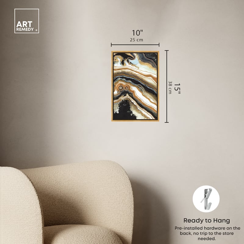 Art Remedy Black And Gold Ii Framed Mineral, Agate & Geode 1 Piece Canvas Wall Art