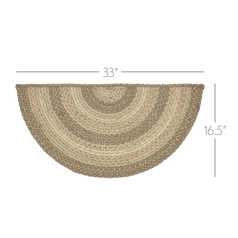 Cobblestone Jute Rug Half Circle w/ Pad 16.5x33 - 16.5" x 33" Half Circle