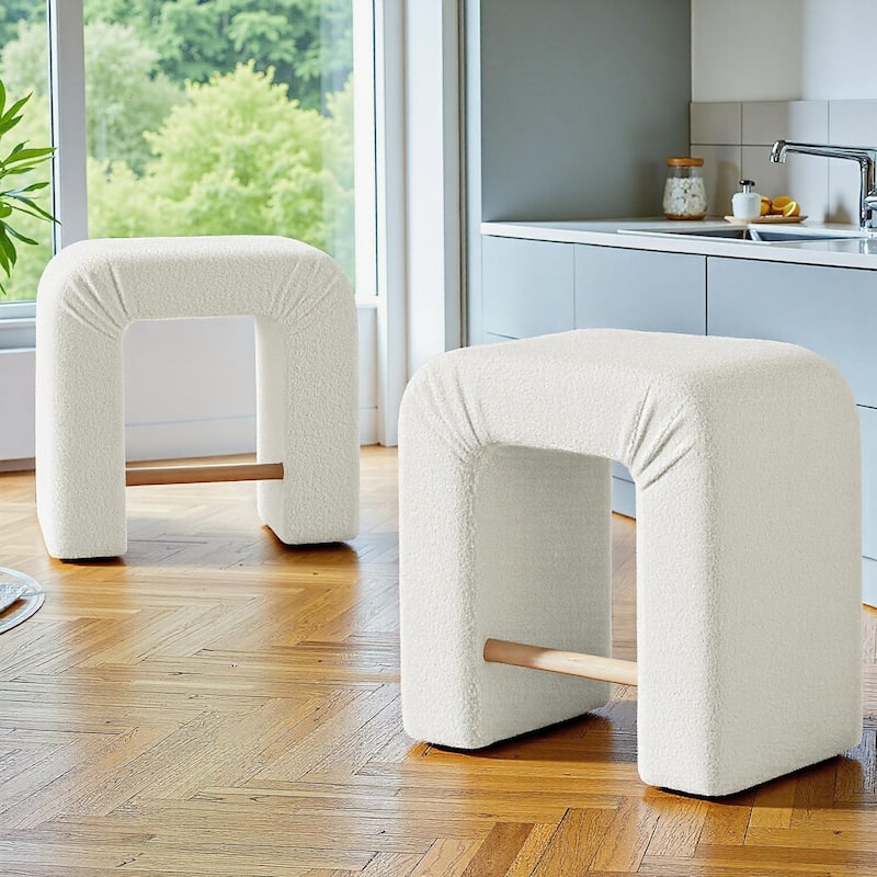 Christopher Knight Home U-shape Boucle 24'' Counter Stools (Set of 2) - 23.75"L x 15.00" D x 24.00" H - White