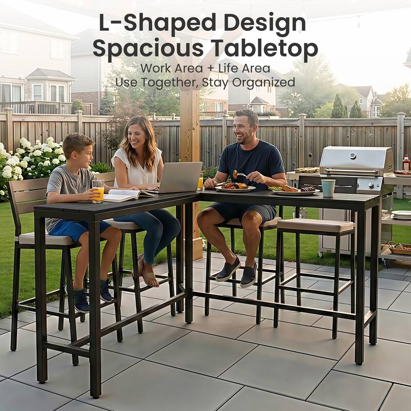 Crestlive Products Patio Outdoor Bar Table Rectangle Pub Table