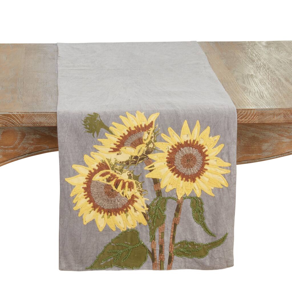 Embroidered Sunflower Table Runner - 16"x72"