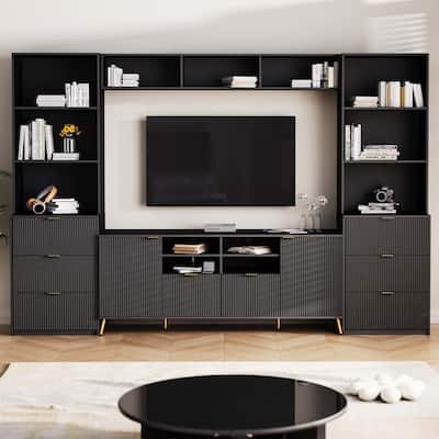 4-Piece Entertainment Wall Unit with 13 shelves