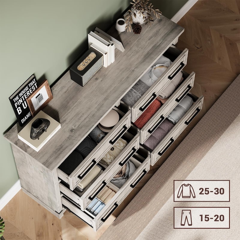 Farmhouse 6/8 Drawer Dresser for Bedroom, Rustic Wood Chest of Drawers