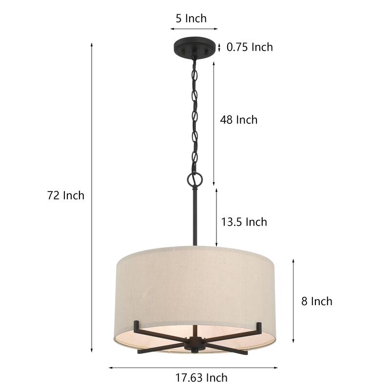 Acroma 4-Light Dimmable Chandelier with Drum Fabric Shade