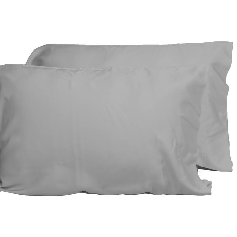 2-Piece Pillowcase Set, 100% Bamboo Breathable 320 Thread Count Pillow Case - Silver Grey - King