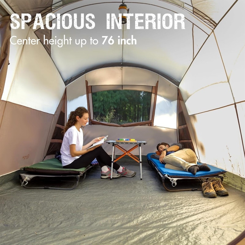 8 person family large camping tent waterproof large tunnel tent with rain curtain suitable for outdoor camping and parties Blue