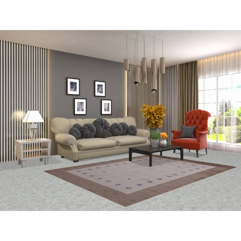 Hand Knotted Oriental 100% Wool Carpet Tribal Animal Pictorial Greys & Charcoal Gabbeh Area Rug - 7' 5'' X 5' 5''