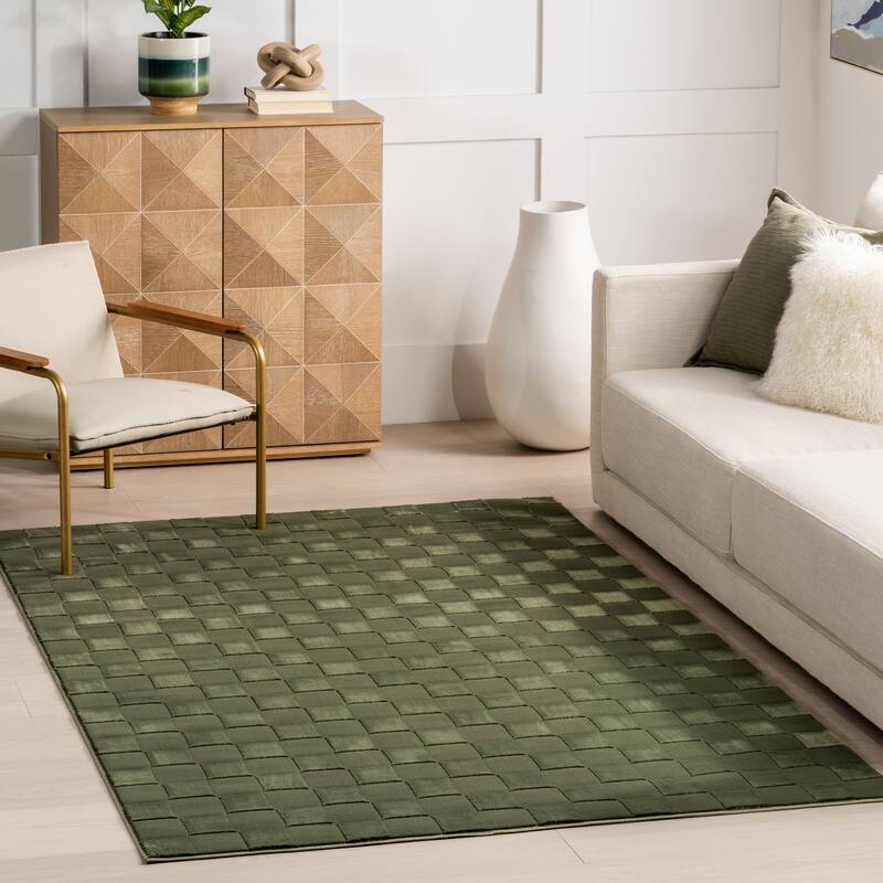 Nuloom Alaiya Checkered Machine Washable Area Rug - 2' x 3' - Green - Rectangle