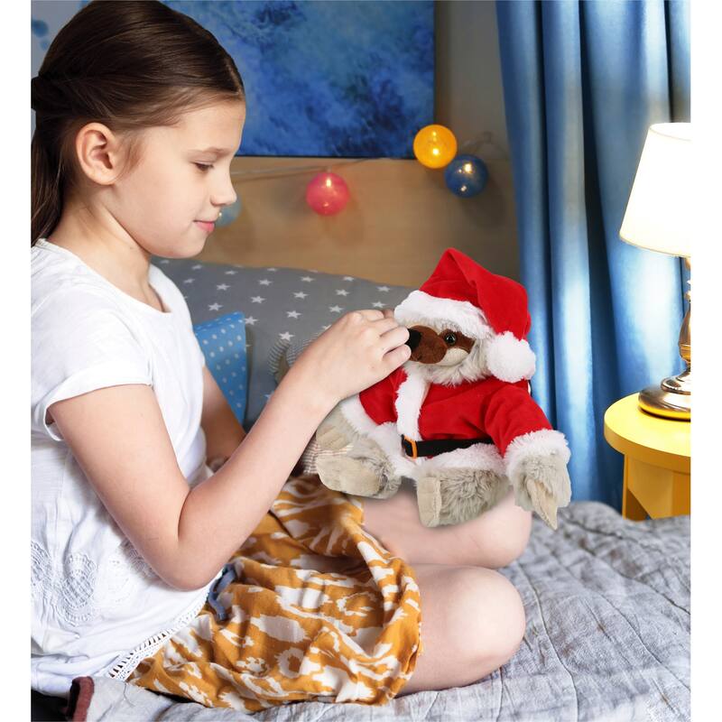 DolliBu Santa Sloth Stuffed Animal Plush Toy with Red Santa Outfit - 6.5 inches