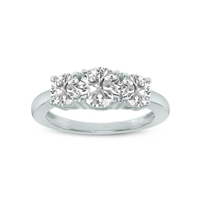 Marquee 1.50 CTW Three Stone Round Cut Lab Grown Diamond Ring in 14K White Gold