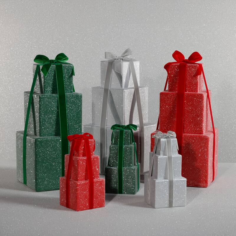 Stacked Presents Holiday Decorative Resin Figurine, 8.5" Tall