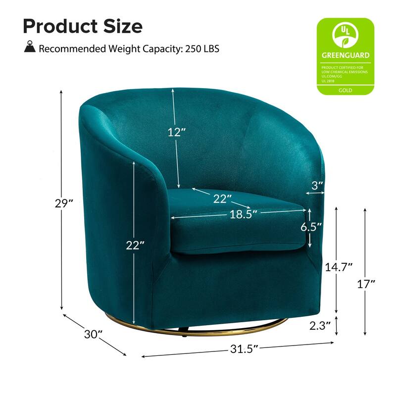 Eleuterio Modern Upholstered Swivel Accent Barrel Chair with Metal Base Set of 2 by HULALA HOME