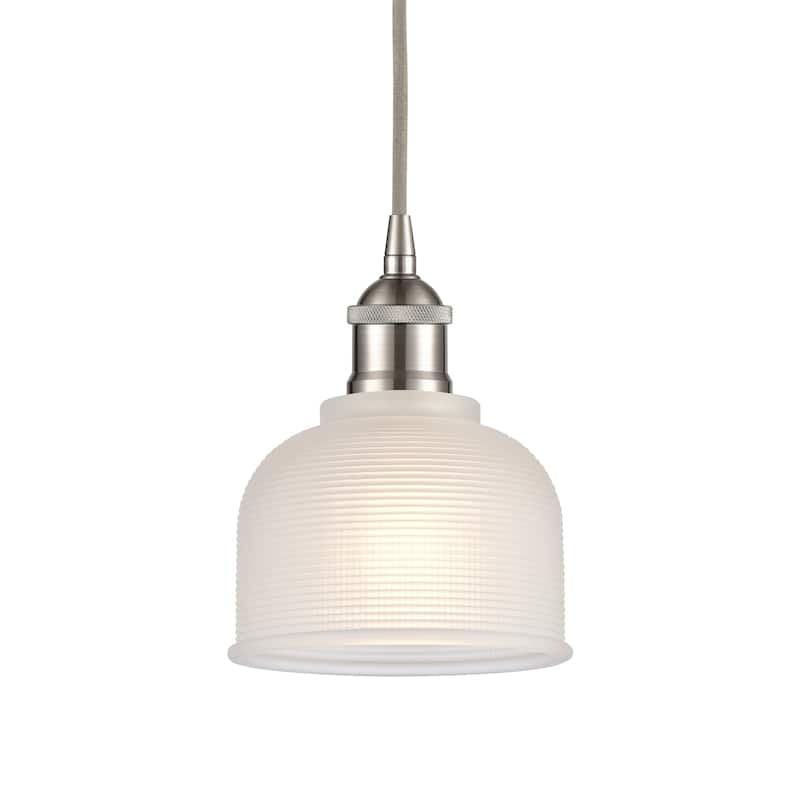 Innovations Lighting 616-1P-9-6 Dayton Pendant Dayton 6" Wide Mini - Brushed Satin Nickel / White
