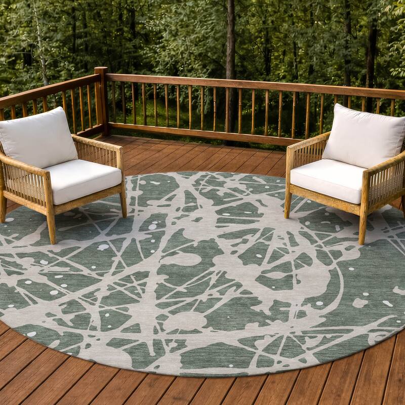 Machine Washable Indoor/ Outdoor Modern Campo Chantille Rug - Basil - 8' x 8'