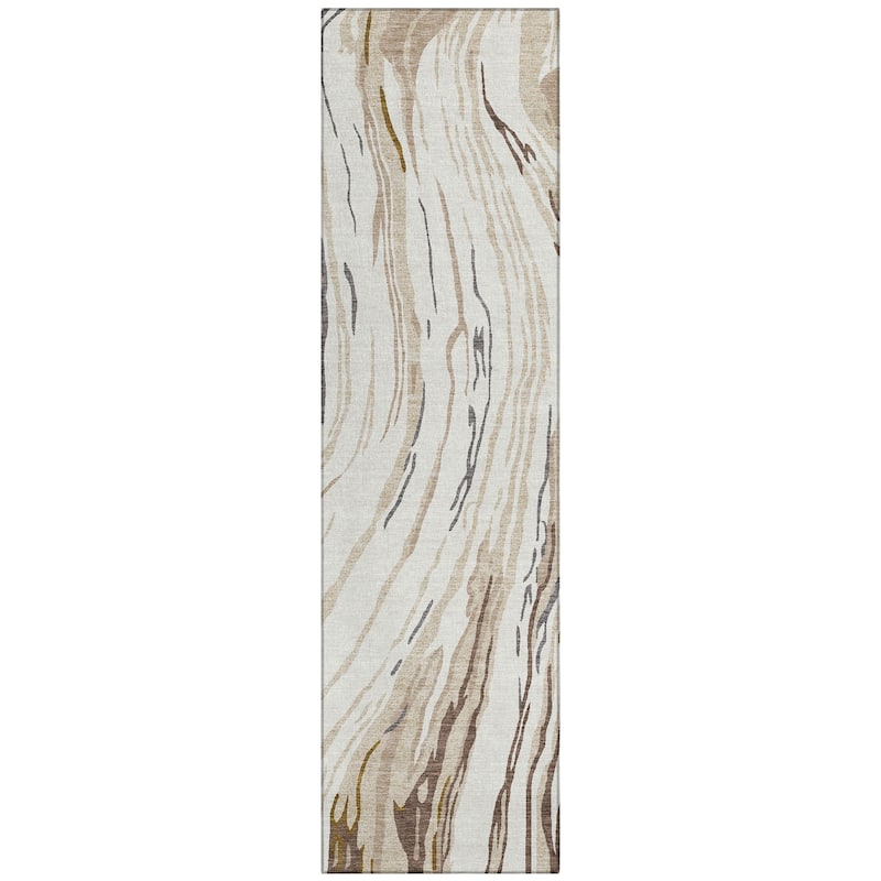 Machine Washable Indoor/ Outdoor Modern Wave Chantille Rug