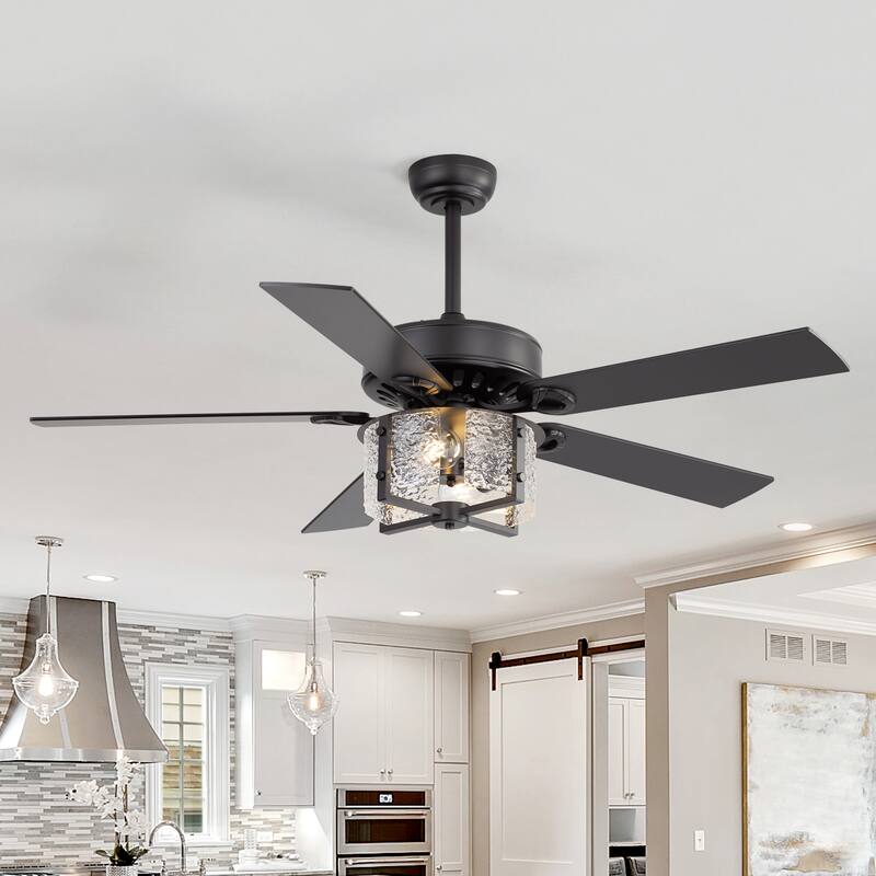 52" Reversible 5-Blade Caged Ceiling Fan with Light and Remote