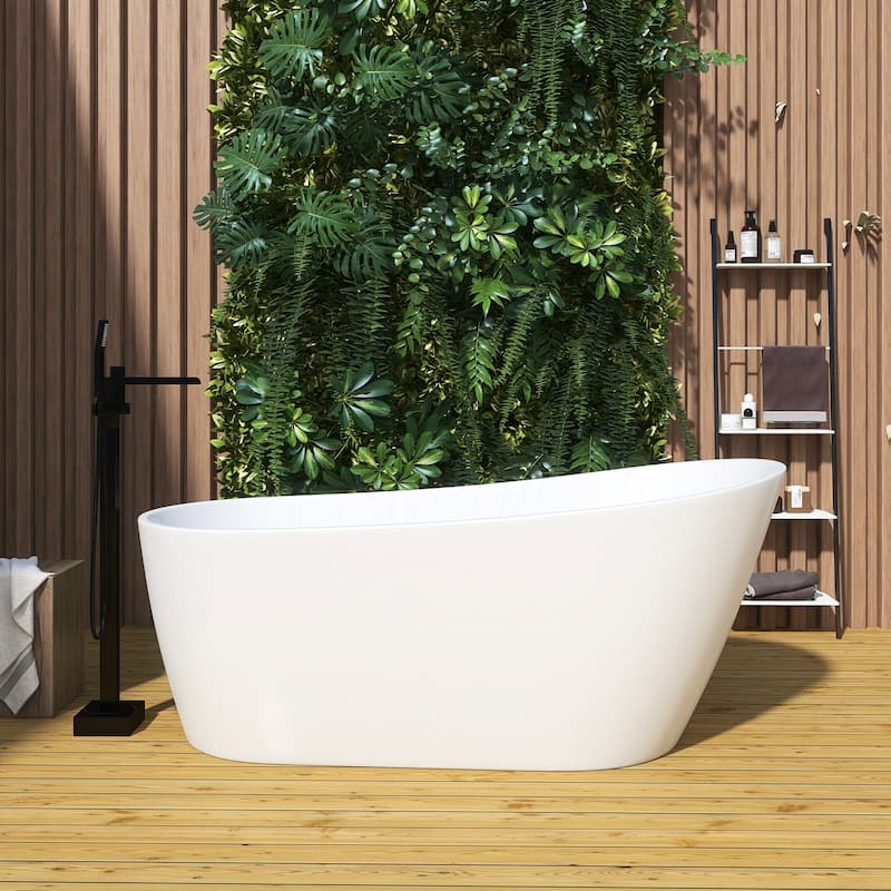 Acrylic Single Slipper Freestanding Soaking Bathtub with Drain