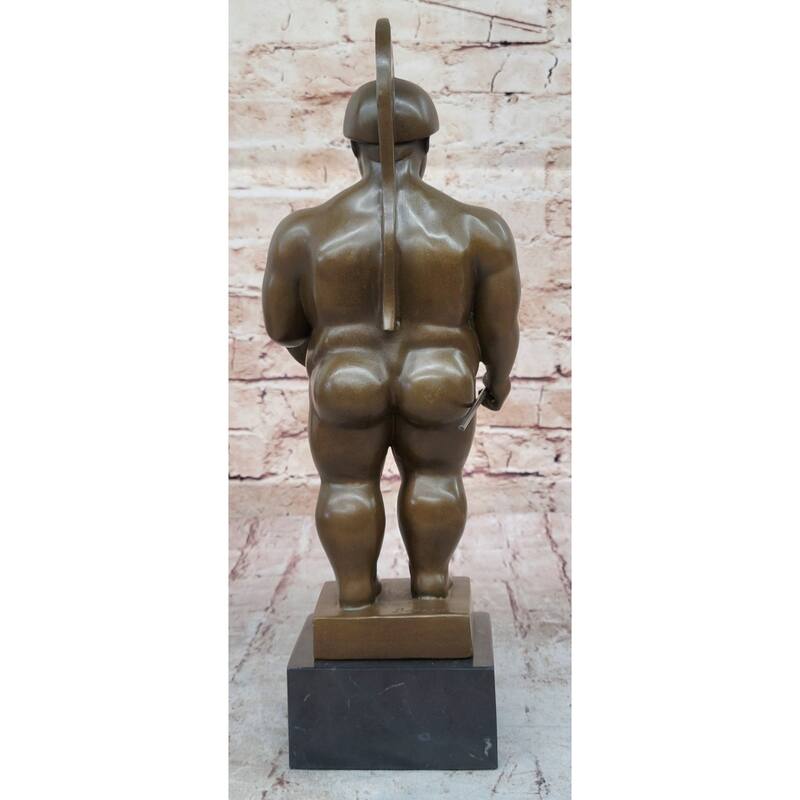 Hot Cast Botero Reproduction Roman Soldier Bronze Sculpture Marble Base Figurine