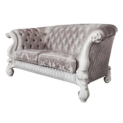 Calvert Ivory and Bone White Loveseat with Oversized Scrolled Leg