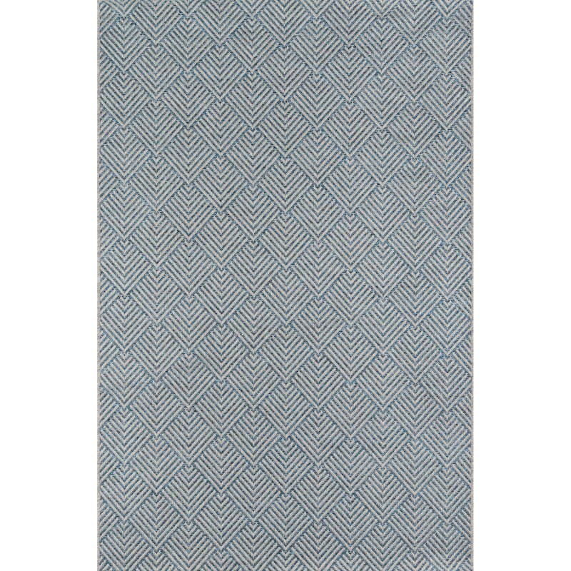 ECARPETGALLERY Machine Woven Laura Indoor/Outdoor Area Rug - Blue - 6'7 x 9'6 - Rectangle