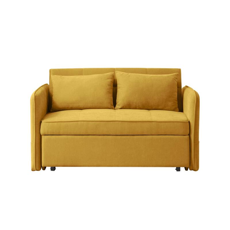 Convertible Sofa Bed Padded Seat Sofa Couch with Pull-Out Bed, Famous Sleeper Sofa Bed 2-Seater Couch
