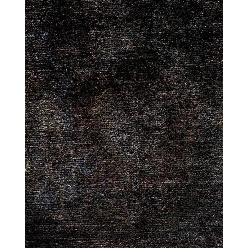 Overton Hand Knotted Wool Vintage Inspired Modern Contemporary Overdyed Black Area Rug - 6' 0" x 8' 8"