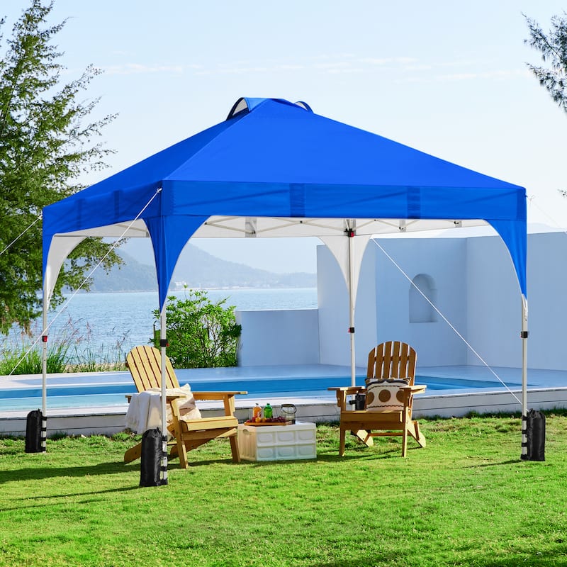 Yaheetech 10x10ft Outdoor Pop-Up Canopy Tent with Stakes Sandbags