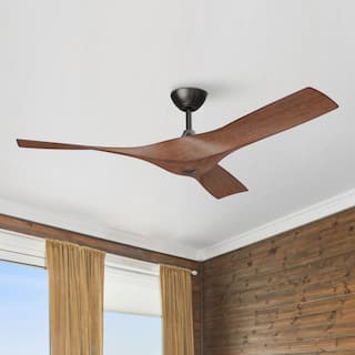 52" Black/ Brown Modern Downrod Ceiling Fan with Remote Control