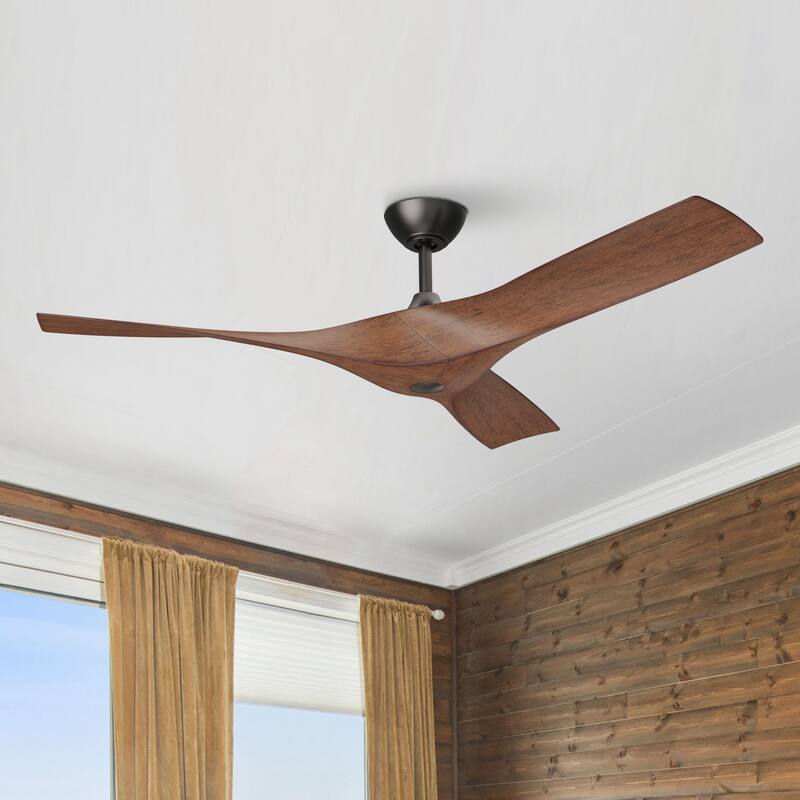 52-in Black/ Brown Modern Downrod Ceiling Fan with Remote Control