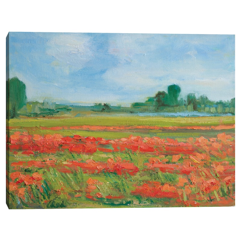Living Coral Poppy Field by Alexi Fine Canvas Art Print