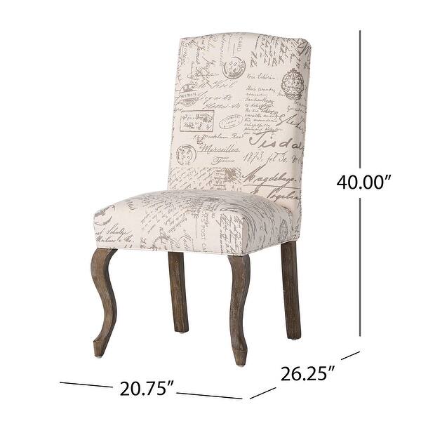 French Script Beige Linen Dining Chairs 2 Pack, Club Office Chairs ...