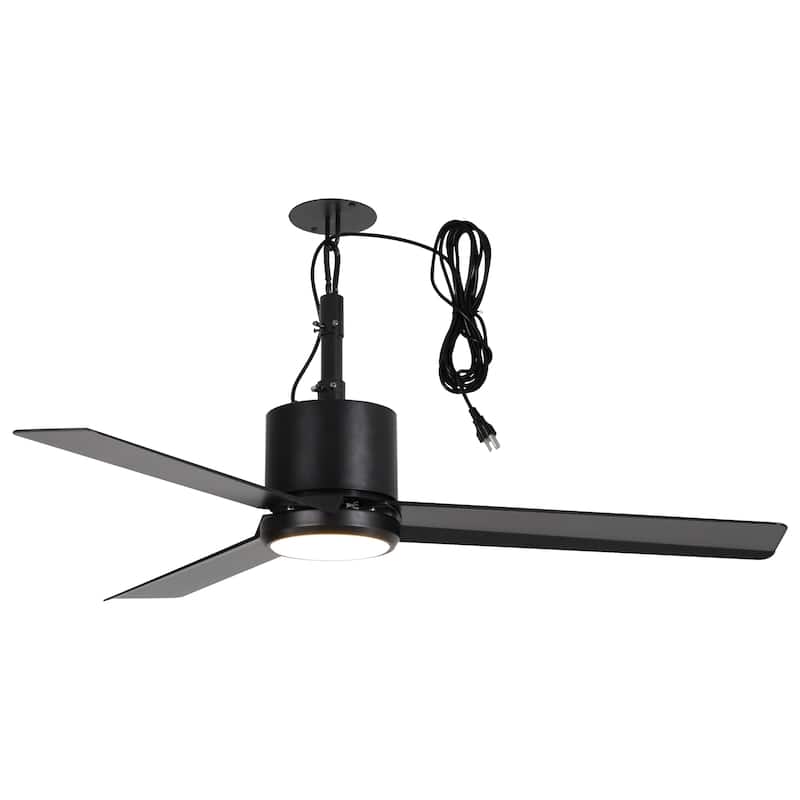 42" Modern Black Waterproof Wet Outdoor Gazebo Ceiling Fan with Light and Hook