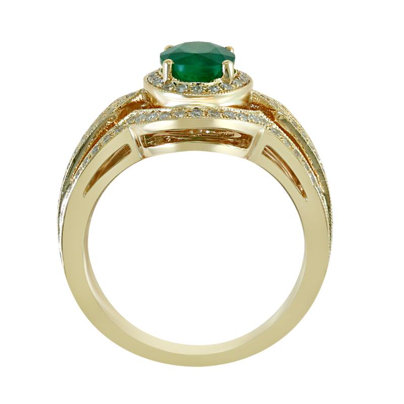 EFFY 14K Gold Diamond Natural Emerald Ring