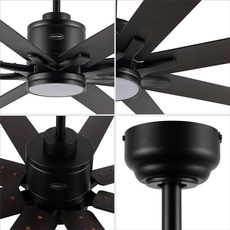 Miranda 66" 1-Light Contemporary Iron Mobile-App/Remote-Controlled 6-Speed Ceiling Fan with Integrated LED Light by JONATHAN Y